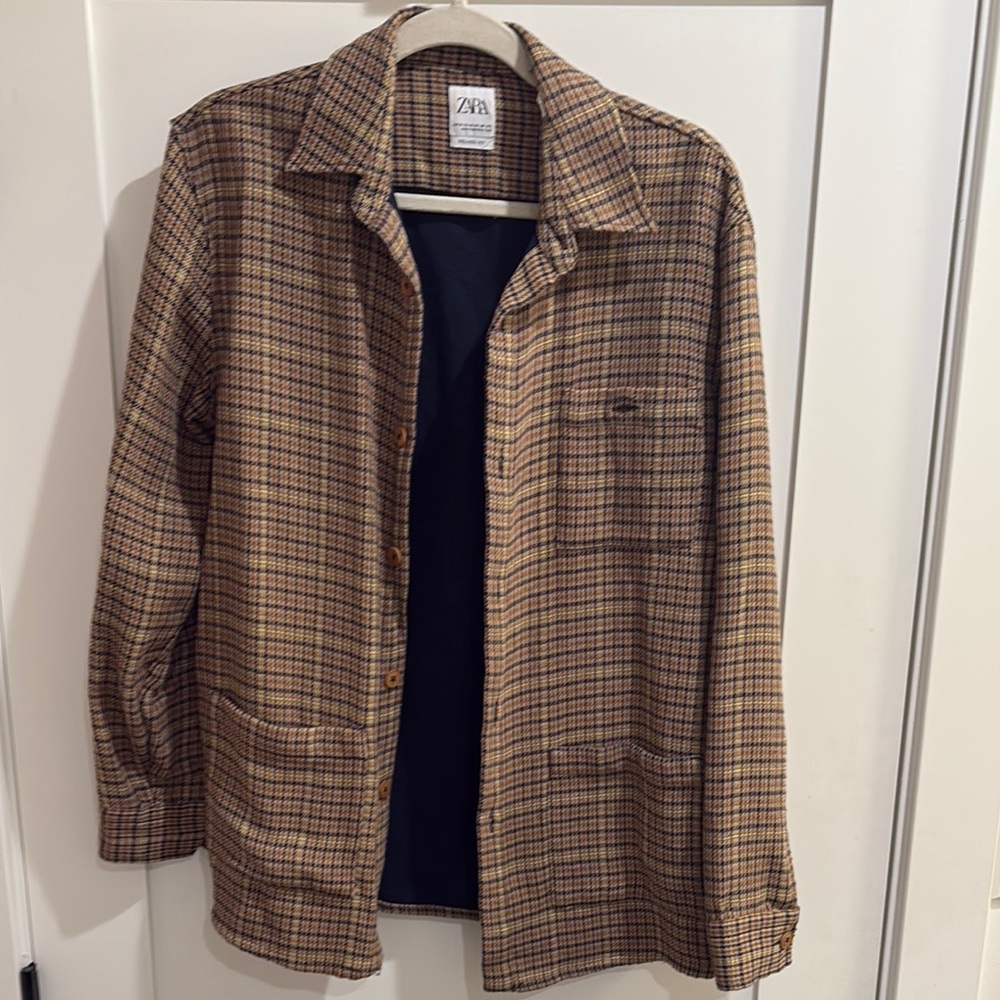 Zara Men's Brown Plaid Shirt